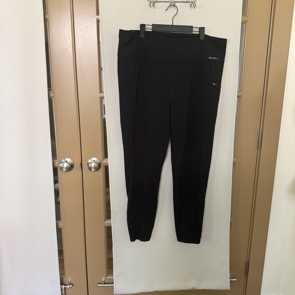 Eddie Bauer Womens 2X Black Zipper Cargo Poclet Athletic Outdoors Leggings